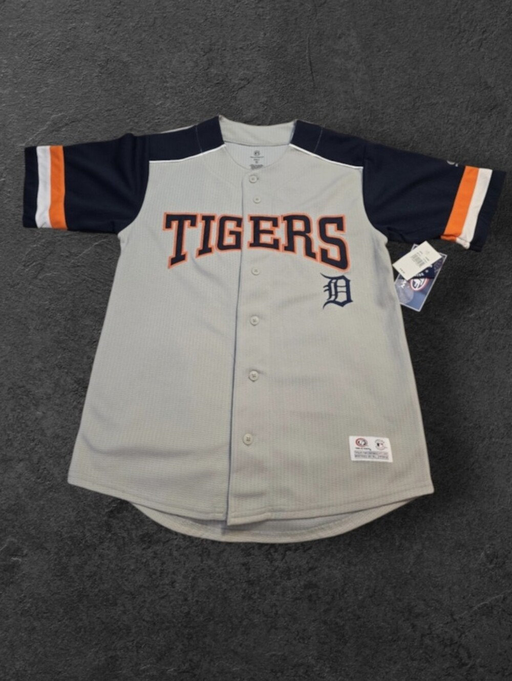 Detroit Tigers Kids Gray & Navy Short-Sleeve Baseball Jersey